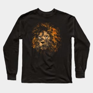 Lion Head -  Angry Cat - King Male Lion Long Sleeve T-Shirt